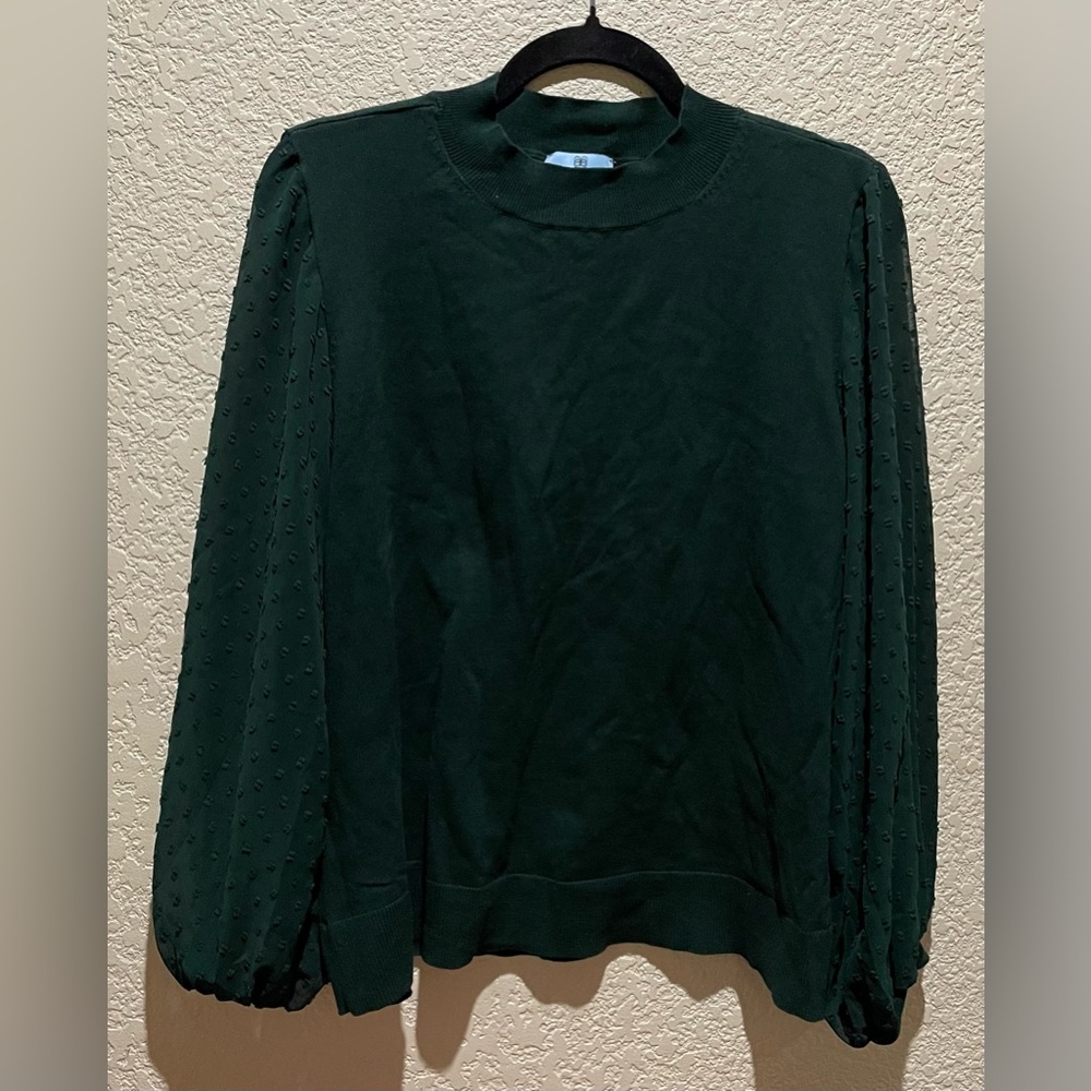 CeCe Elegant Green Women's Top Sheer Long Sleeve Blouse Size XL - Picture 3 of 7